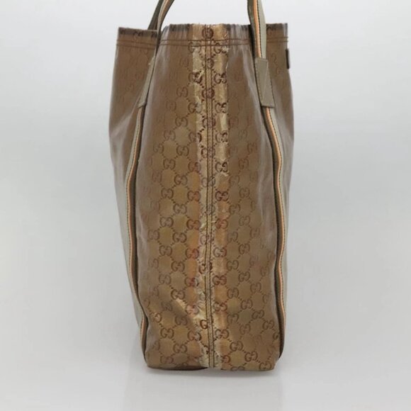 GUCCI GG Crystal Tote Bag Coated Canvas Gold 189669 Auth 139647 - Picture 6 of 16